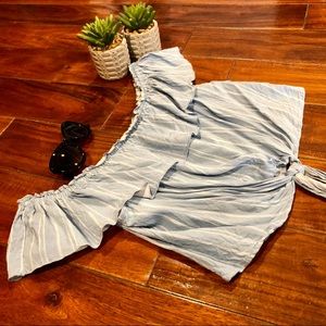 Light blue off the shoulder crop top